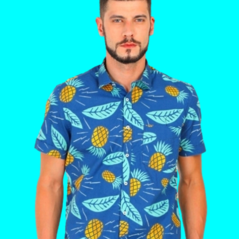 𝅺Urban Pipeline Pineapple Leaf Print Shirt, L - Fun In The Sun